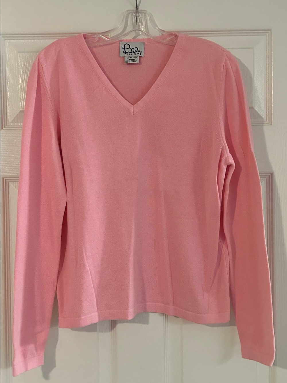 Lilly Pulitzer Vintage Pink Cotton Knit V Neck Sweater Top
